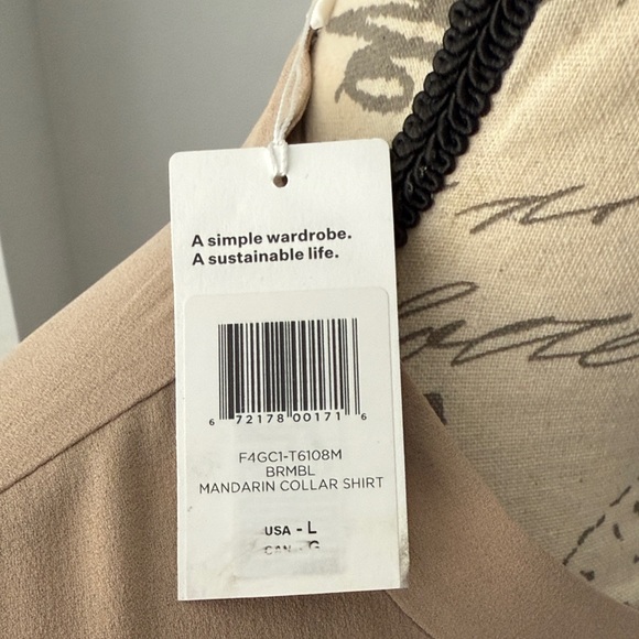 Eileen Fisher - Mandarin Collar Silk Button-Up Shirt - L - Picture 3 of 11